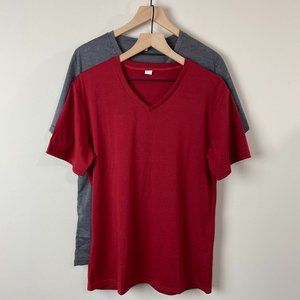 Men's V-Neck Short Sleeve T-Shirts 2 Included L